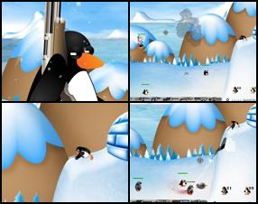 Your task in this defense game is to protect your igloo and keep shooting the penguins with more powerful and better guns. Use mouse to aim and shoot. Press R to reload. Use 1-7 keys to switch weapons. Buy upgrades in the shop between waves!
