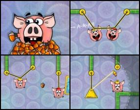 You have to feed hungry pigs with the acorns. To do that you must use ropes to connect yellow circles, triangles, pigs and other objects. These ropes tighten after they are tied so you can move objects around the screen using this feature. Use mouse to play this game.