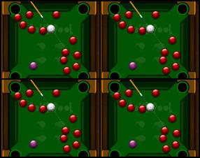 Play this pool game where it’s easy to sink in balls, get huge combos and just have fun with it. The game is over when you run out of white balls, but you can win bonus white balls by getting large sink-streaks. Use mouse to click the white ball, hold the click and drag around to set the power and direction of Your shoot, release to hit the ball. Click the question mark anytime if you want to see what the power-ups balls do.