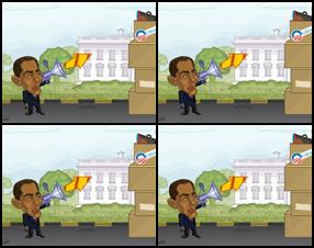 Obama and McCain decided to take it outside and duel their way into the White House. You will help one of them kick the other opponent out. Aim with the mouse, choose the power of the shoot by driving mouse forward or back.