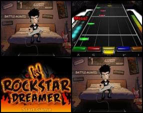 Remember all Guitar hero games? Now you can be a rock star once again. Use your rock music skills to play this arcade guitar and set the highest score. Use A S D K L to play. Or if you select rockstar mode, use the 1-5 numbers to play.