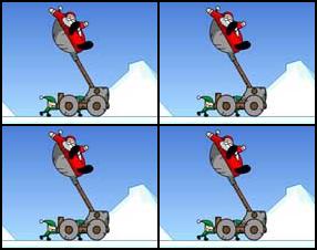 Santa hadn’t paid the dwarfs their salary for ages, so the dwarfs decided to revenge and throw him far, far away. At first they must rush, draw the sling (hold a click) and then throw Santa as far, as they can (release the click).