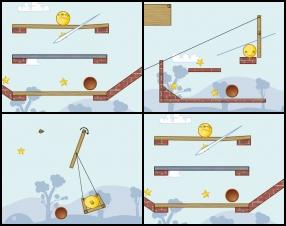 Your task is to cut wooden objects to guide yellow smiley face through whole level to collect stars and reach the exit. Collect as much stars as you can to unlock new levels. Use your mouse to draw lines and split the objects.