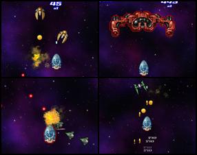 Your task is to destroy attacking evil alien forces that are trying to conquer the Earth. Use your special weapons to place shields, block laser beams and make more damage to enemy spaceships. Use Mouse or W A S D to control your ship. Click to activate your shock wave or press M or Z.