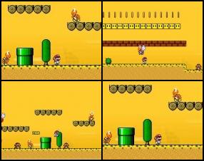 Еще одна отличная версия популярной видео игры - Super Mario Bros. Закончи все 32 мира, собирай монеты, сражайся с врагами и собирай бонусы. Для управления используй стрелки клавиатуры. Жми А, чтобы прыгать, S - бег.