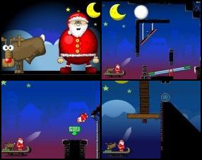 Santa found a new radical way to get into chimneys - his best friend Rudolph the Reindeer will kick him hard and let him fly right to the chimney. Use your mouse to aim, set power of your kick and kick Santa.