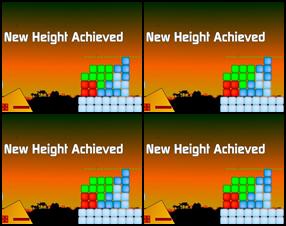 In this fast game stack blocks of tetri as high as you can, try to reach the achievement height to score extra points. If a block falls off the edge you lose one of three lives. Make a new record! Use Your mouse to drag and place blocks from left side to podium in the right side.