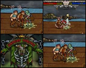 You're a zombie warrior. Your task is to get back the throne that has been owned by 3 evil dragons. Fight your way through hordes of enemies to get it back. Use Arrows to move. Press A to block, S to attack, D to use special attack. Press Numbers 1-4 to select skills.