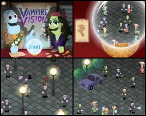 Your task is to find and kill all the vampires in different cities. You must act quickly before they infect innocent humans. Follow city briefing to find out how you can recognize vampires there. Use Mouse to click on vampires and kill them.