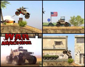 Control your Hummer through enemy lines and reach your base as quick as you can. Use arrow keys to move and balance Your car. Press Enter key to change direction. Destroy enemy vehicles and kill enemy soldiers to get higher score!