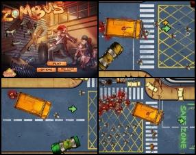 Your mission is to rescue other survivors and escape from this horror city. Drive your school bus, kill zombies by running over them or shooting from the roof of the bus. Reach to safe zone to pass the level. Use W A S D to move the bus. Use Mouse to aim and shoot.