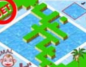 Animal maze - Put the piece which appears at random on the water surface. Complete a route, and pass an ape to the opposite shore. Use a mouse to control the game. Good luck!