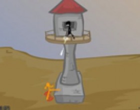 Artillery Tower - Your mission is to help soldier in tower. Use weapons to hold enemy attacks as long as possible. Use mouse to aim and shoot. Use 1-7 numbers to switch weapons. Press Space to reload. Use Z key to call an air strike.