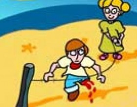 Barb jump - Try to stay alive and healthy in this violent game! A cruel little girl is rolling a skip rope made of barbed wire. Press Space bar in time to jump over rope made. Be careful and have fun!