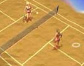 Beach tennis - Try this super sporting game. Go down the beach and play tennis with two beautifull girls.You move your girl with the arrow keys and shoot with spacebar.Hold the spacebar first to increase the power.