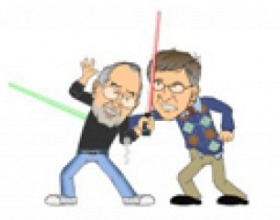 Bill Gates vs. Steve Jobs - Fight as Bill Gates or Steve Jobs as you put the other one in their place. And you have light sabers. Hurt Your opponent with correct moving of Your Mouse. Watch directions in the beginning of the game. Move with Your arrow keys. At the end just finish him :)