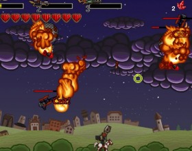 Bitzy Blitz - Your task is to destroy all enemies in the sky who are trying to attack and destroy your town. Use all available weapons to blow them up. Use W A S D or Arrows to move. Use your mouse to aim and fire. Switch weapons with number keys.