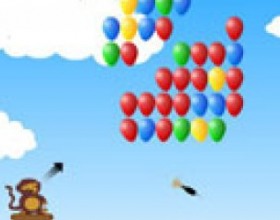 Bloons - Use the mouse to aim and throw darts at the balloons, popping as many as possible with each dart. Special balloons have special effects when popped, try to discover what each does. 50 levels here. :)
