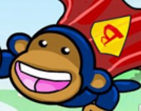 Bloons Super Monkey - You play as a super monkey from Bloons series. This time you must fly around and pop the balloons. You must pop as many bloons as possible and collect the power blops. Use blops to upgrade your weapons. Use Mouse to control Super Monkey. Press ESC to open upgrade window.