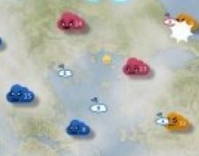 Cloud Wars - Your mission is to stop red evil clouds and take control over heaven. Send your cloud units to attack enemy clouds or take control over empty grey clouds. Use your mouse to drag and send your little clouds to desired destination.