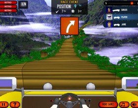 Coaster Racer 3 - Are you ready for a fast ride across the highest roller coaster track? In this free racing game you can jump over platforms, use your turbo boosts and beat your opponents. Use your arrow keys to control your vehicle.