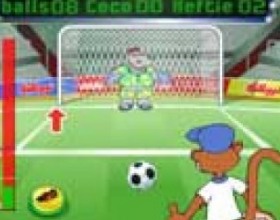 Cocos penalty shoot-out - This funny monkey is playing football with a hippopotamus. You have to kick the ball right into the goal. Choose the trajectory and power by moving and clicking your mouse. Good luck in this sport game!