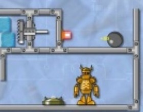 Crash the Robot 2 - Your task as in previous part of this game is to destroy the robot using various chain reaction mechanisms and buttons. Find the right сto crash the robot. Use your mouse to drag objects on the screen. Click on Start button to proceed.