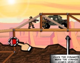 Dead Convoy - Your task is to place some explosives on the bridge constructions and do not let the convoy pass it. Make your decision where to place dynamite and when you think the time is right - detonate it. Use your mouse to control the game.