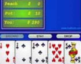 F-Poker - Как всегда, в покере нужно собрать наилучшую комбинацию из пяти  сочетаний карт, чтобы победить противника. Делайте флеш, собирайте пары, фулл-хаус, прямые и многие другие комбинации. Читайте правила еще раз, если вы забыли их. Используйте мышь, чтобы делать ставки и брать карты.