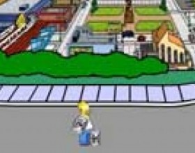 Homers beer run - Homer Simpson will never miss and opportunity to get some free beer cans, even if someone is throwing bombs at him! Collect as many beer cans as you can and put them into the car. Use arrow keys to control the game.