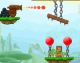 Kaboomz 2 - Your aim is to use your cannon to free blue balloons and destroy red ones. Use also environment tools like spikes to pop red balloons. Use Mouse to aim, set power of your shoot and fire.