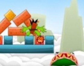 Kamikaze Blocks - Your aim is to shoot your kamikazes to remove the blocks from the screen so hungry monsters can eat them. Use Mouse to aim and shoot your green friends. Shoot carefully because you have limited number of them per level.