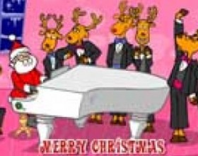 Merry Christmas E-card 2 - Изумительная рождественская открытка для любителей Санта Клауса и элегантных поющих оленей. В их исполнении прозвучит песня "We wish you a Merry Christmas". Кликаем время от времени на оленей, чтобы дополнить мелодию новым настроением.