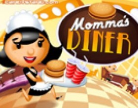 Mommas Diner - You manage some dinning business and your task is to make it successful. Use Mouse to seat customers by dragging and releasing them at open bar stools or tables. Click to activate tables, trash bin and food machines. Click on the customer's table to orders, then click on the responding device to prepare it. When dinners ready take it to your customer. After client finishes his meal, clean up the table.