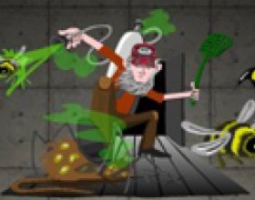 Mr Mucky - Pest controller - A freak explosion in a hybrid crack den has left Mucky Town inhabited by genetically modified freaks. Go through rooms, choose weapon to use (pressing Space) and kill all these creeps. Use Mouse to aim and fire, arrow keys to move.
