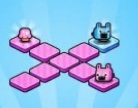 Mushbits - Your task is to help pink and blue bunnies get the same coloured mushrooms. Remember that these bunnies can only jump on the plates of the same colour. After one of them crosses the platform it will change colour. Use your mouse to drag and guide those mushbits.