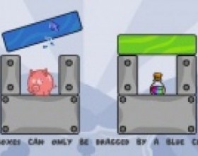 Pigs Can Fly - Your goal is to guide pink pig to the potion. You have to solve puzzles by using multiple coloured cursors - it means that you can only move objects with the same colour. Use mouse to move objects. All your moves are recorded and will repeat when you select new cursor.