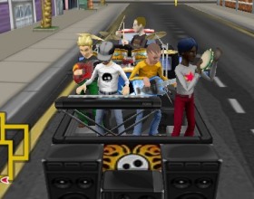 Rock Wheels - Drive around the city to collect all the members of the rock band before the show. Use your arrow keys to control your car.