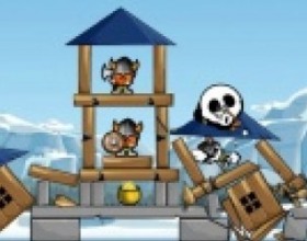 Siege Hero Viking Vengeance - Your task is to throw your stones at towers to ruin constructions and kill all vikings inside them. Collect gold and don't hurt friendly heroes. Use Mouse to aim and throw rocks.