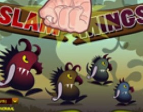 Slammings - Your mission in this tower defense game is to drag the Slammings with mouse to knock them dead before they reach the end of the level, creating kill combos to unlock new tools. Use the arrow keys to move camera. Draw on the screen to create objects to help kill or block these ugly creatures. Take one of these freaks and throw it to another one.