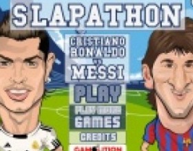 Slapathon Ronaldo Vs Messi - In this silly but funny game you are able to slap two famous football players - Christian Ronaldo and Lionel Messi. Select your victim, pick up one of three tools and start slapping their faces.
