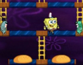 Sponge Bob Square Pants Patty Panic - Run over the food pieces so they drop and make hamburgers. Watch out for baddies. Also You can drop pieces on them so they'll stop chasing You some time. Be careful - lives are limited. Use arrow keys to move.