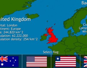 World Countries Quiz - Эта игра покажет твои знания в области географии, угадай названия стран, столицы и флаги государств. Проверь свои способности в этой игре. Это отличный тест, когда тебе нужно подготовится к экзамену по географии.