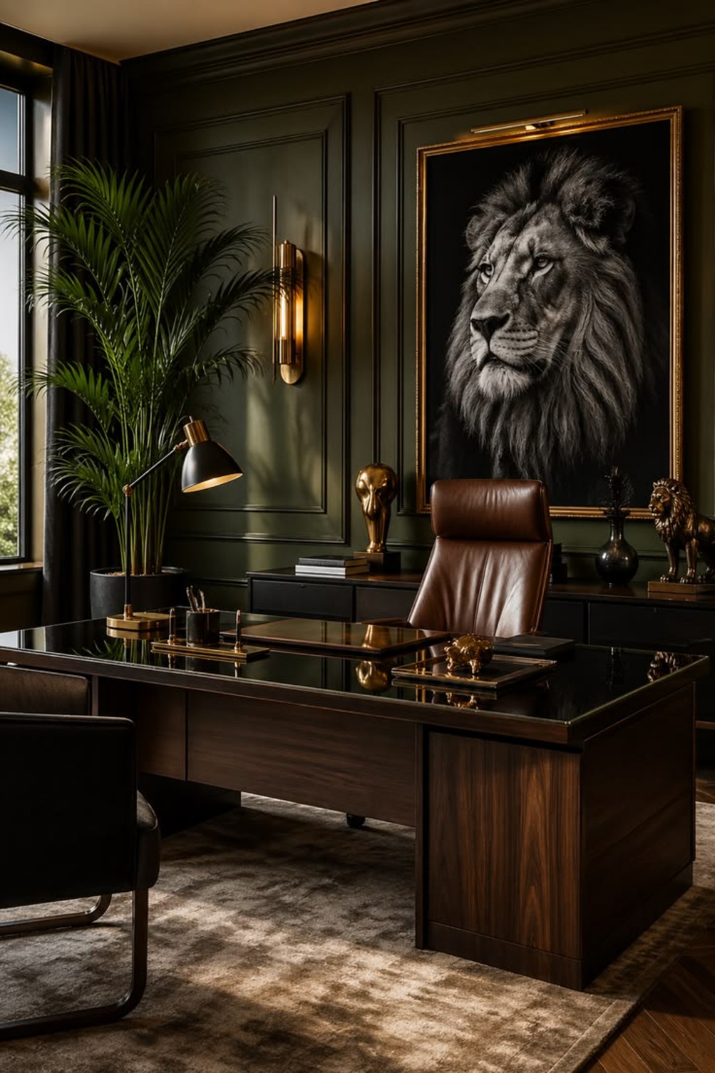 The office with a lion portrait