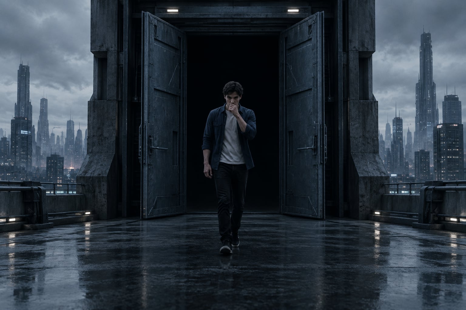 The protagonist leaving prison